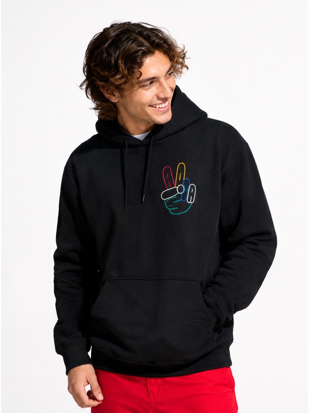 ADIDAS‎ Originals Hoodie
Peace Sign Trefoil Logo Fleece Sweatshirt Black
Mens M